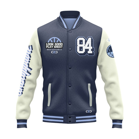 Premium Varsity Jacket Fully Lined - Navy (Front View) Coast 2 Coast Sports