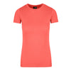 Ladies Cotton Round Tees Time Coral Red Front View